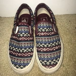 patterned slip on vans